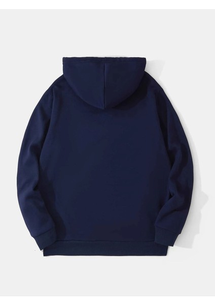 Desensiz Düz Sweatshirt - Lacivert Oversize Kışlık Kalın Kapüşonlu fiyatları