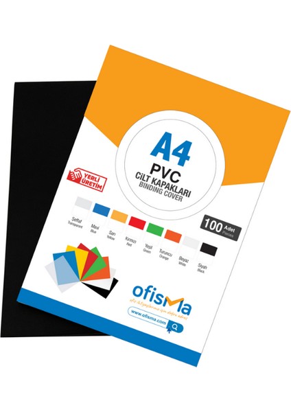 A4 Pvc Opak Cilt Kapak Siyah 100 Lü
