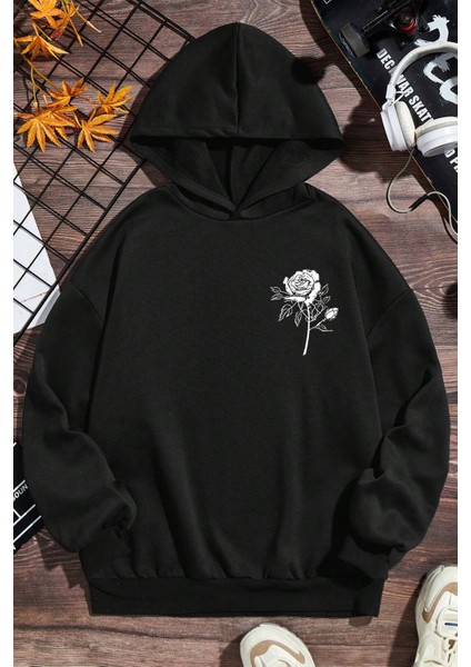 Only Trendwear White Rose Baskılı Erkek - Kız Çocuk Rahat Kalıp Sweatshirt fiyatları