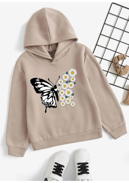 Only Trendwear Papatya Kelebek Baskılı Erkek - Kız Çocuk Rahat Kalıp Sweatshirt