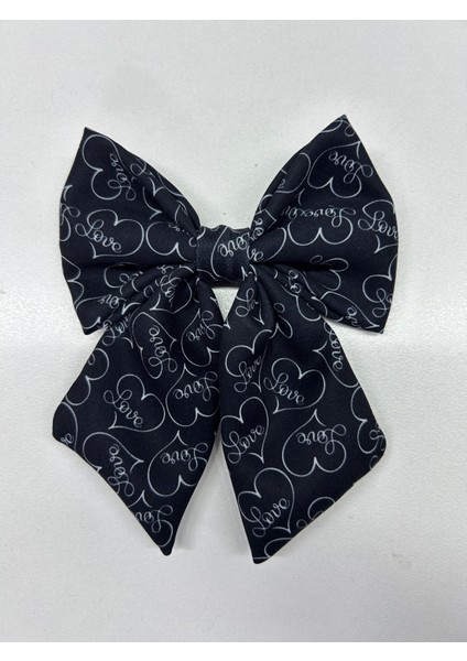 538-LOVE Kalp Desenli Lüx Fiyonk Otomatik Toka - Valentine Day, Sevgililer Günü