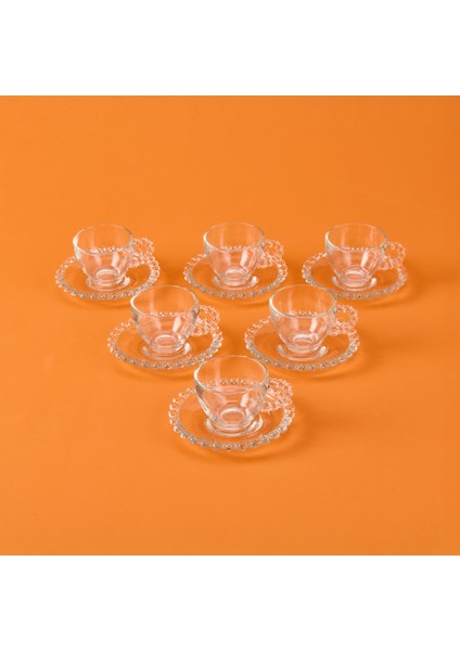 Home Bubbly 12 Parça Boncuklu Cam Kahve Fincanı - Şeffaf - 80 ml fiyatları