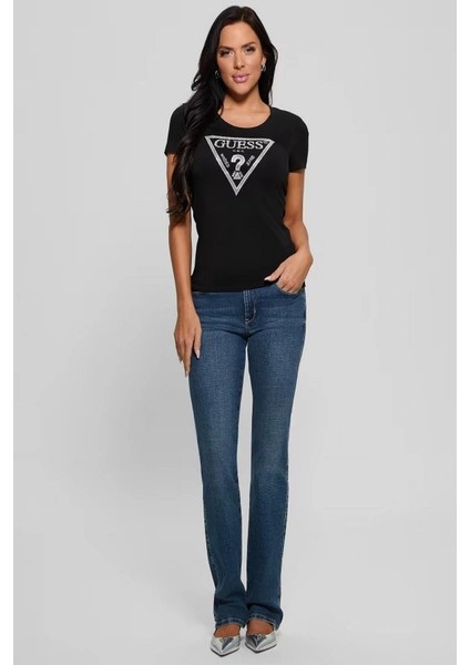 Kadın Siyah Logolu T-Shirt