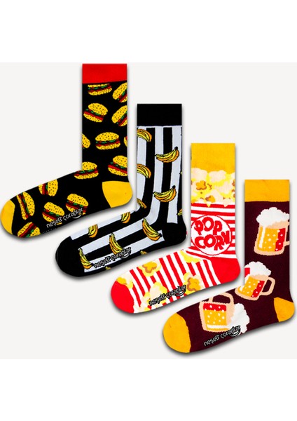 4'lü Popcorn Renkli Çorap Set