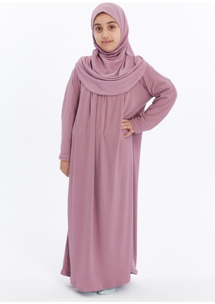Çocuk Namaz Elbisesi- Kaşkorse Pratik Başörtülü - Koyu Pembe modelleri