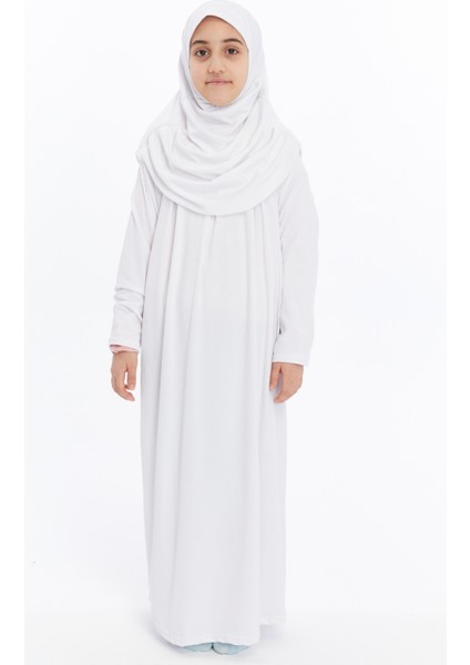 Çocuk Namaz Elbisesi- Kaşkorse Pratik Başörtülü - Beyaz fiyatları