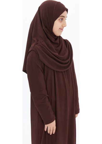 Çocuk Namaz Elbisesi- Kaşkorse Pratik Başörtülü - Acı Kahve fiyatları