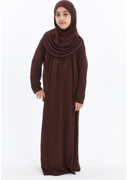 Çocuk Namaz Elbisesi- Kaşkorse Pratik Başörtülü - Acı Kahve fırsatları