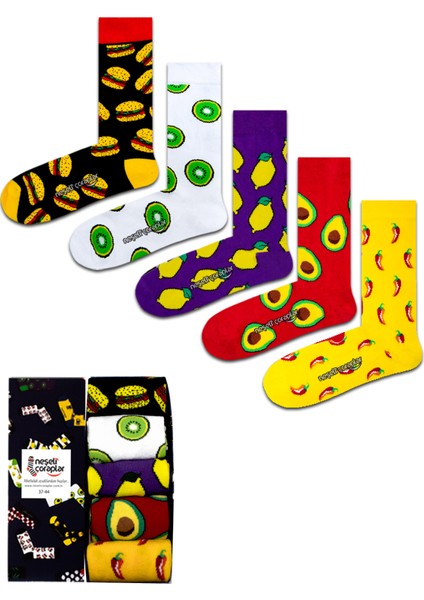 5'li Mini Hamburgerler Renli Çorap Set