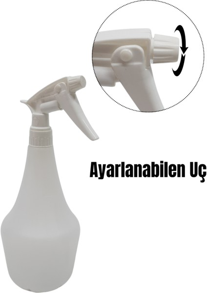 Boş Sprey Şişesi 1 Lt -Beyaz Kimyasala Dayanıklı Boş Fıs Fıs ile Sıvı Püskürtme 4 Adet modelleri