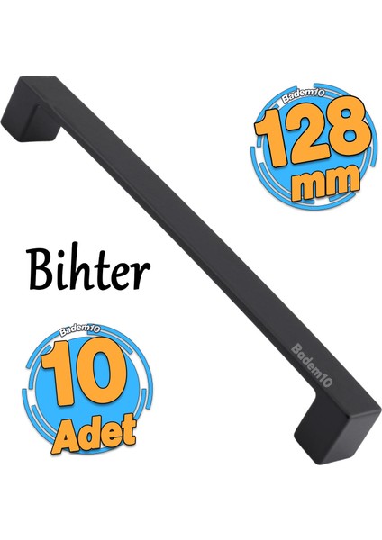 10 Adet Bihter Mutfak Kulpu Çekmece Dolap Kapak Kulbu Metal Kulp Mobilya Dolabı Kulpları Siyah 128MM