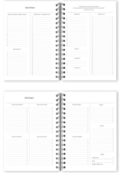 Spiralli Sert Kapak Süresiz Ajanda Planner A5