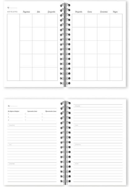 Spiralli Sert Kapak Süresiz Ajanda Planner A5