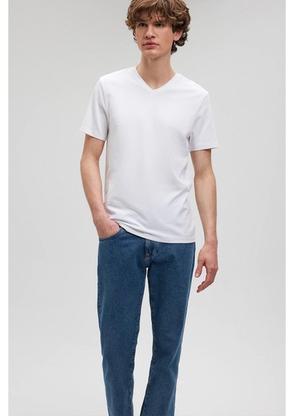 Slim Fit V Yaka Pamuklu Erkek T Shirt 061748
