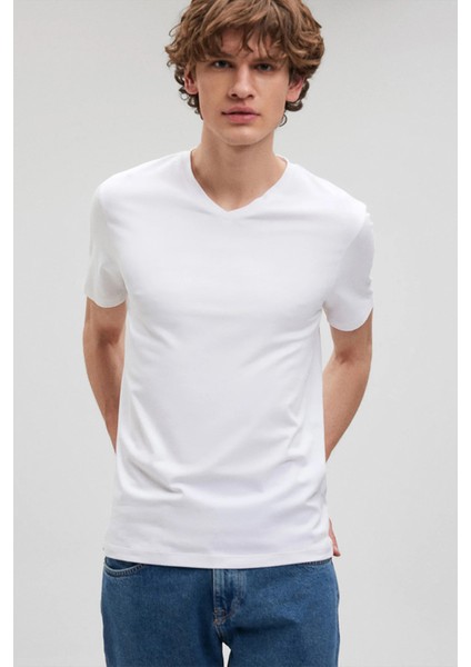 Slim Fit V Yaka Pamuklu Erkek T Shirt 061748 fiyatları