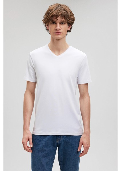 Slim Fit V Yaka Pamuklu Erkek T Shirt 061748 modelleri