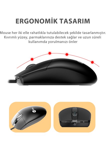 CM103 USB Kablolu Türkçe Q Klavye & Mouse Set Siyah