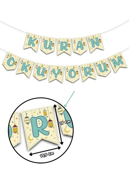Kuran Okuyorum Yazısı Kurana Geçtim Partisi Süslemesi Dini Islami Banner 200X17 cm
