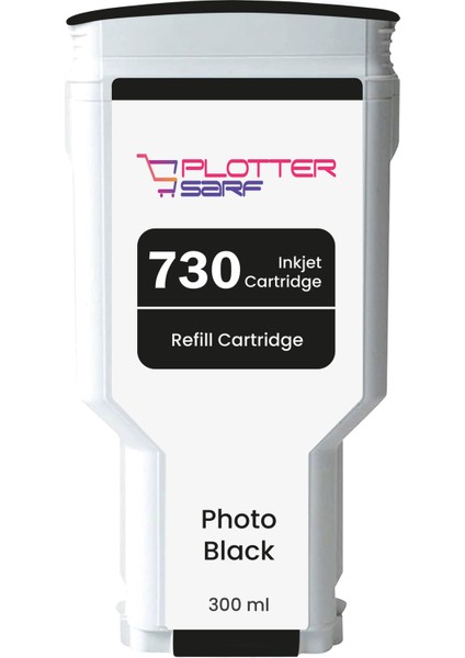 PlotterSarf® Hp 730 Photo Black (Pb) Orijinal Mürekkep Dolumlu Feyink Kartuş 300 ml Fotoğraf Siyahı, Uyumlu Makineler: T-1600, T-