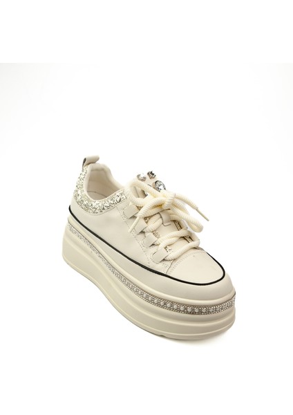 423 - 7 Bej Taşlı Kadın Sneaker