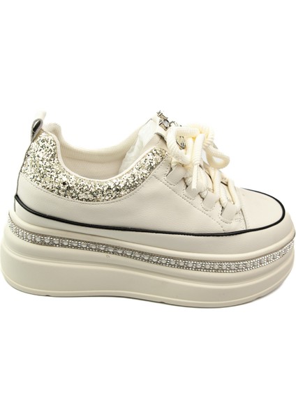 423 - 7 Bej Taşlı Kadın Sneaker