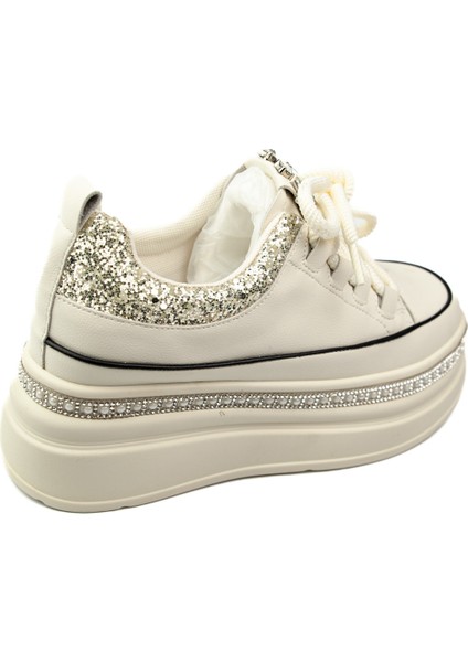 423 - 7 Bej Taşlı Kadın Sneaker