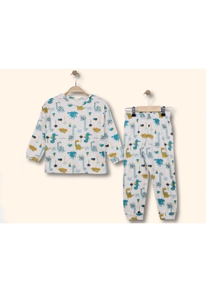 Mevsimlik Erkek Çocuk Dinazor Desenli Pijama Takımı