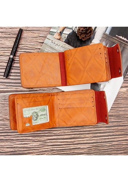 Erkek Cüzdan Kısa Çok Fonksiyonlu Moda Gündelik Çift Snap Büyük Kapasiteli Cüzdan Cüzdan (Yurt Dışından) fiyatları