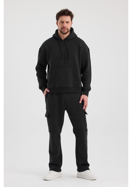 Erkek Siyah Üç Iplik Kapüşonlu Sweatshirt fiyatları