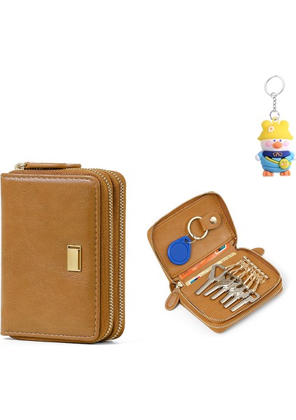 Cüzdan Erkek ve Kadın Evrensel Fermuar Depolama Anahtar Çantası Erişim Kontrolü Büyük Kapasiteli Çoklu Kart Yuvası Organ Kart Kutusu (Yurt Dışından)