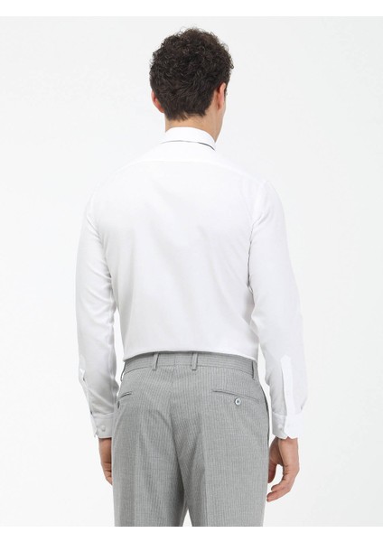 Beyaz Düz Slim Fit Dokuma Klasik Pamuk Karışımlı Gömlek indirimleri