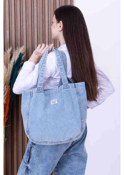 Yıkamalı Kot Denim Omuz Çantası
