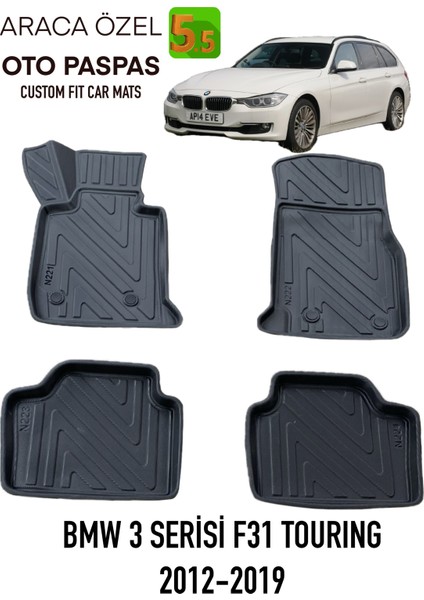 Newdeco Bmw 3 Serisi F31 2012-2019 Için 5,5d Carbon Style Havuzlu Paspas - Tpe Malzeme