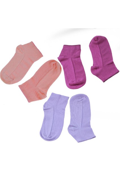 Kadın Patik Çorap Pamuk 3'lü Renk Şeftali-Mor-Lila fiyatları