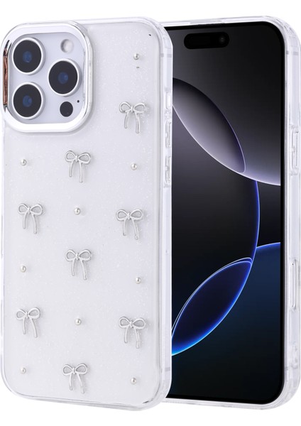 Apple iPhone 16 Pro Max Uyumlu Kılıf Airbag Tasarımlı Simli Şeffaf Zore Kutup Kapak-No1