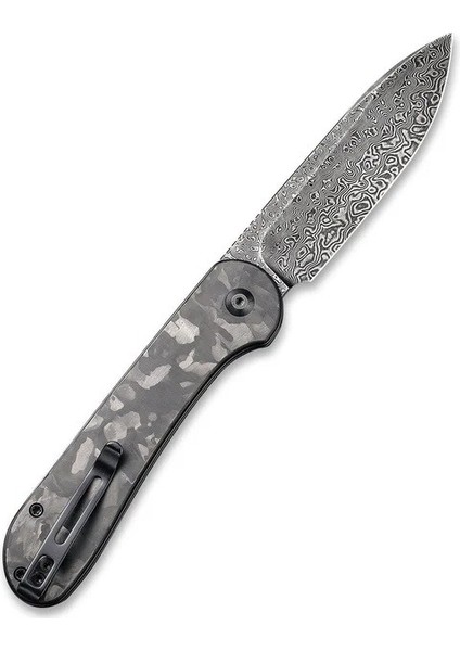 Button Lock Elementum Pocket Knife Damascus Carbon Fiber Handle Çakı modelleri