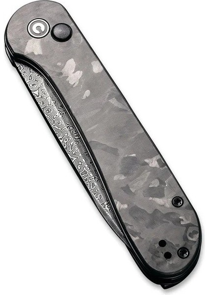 Button Lock Elementum Pocket Knife Damascus Carbon Fiber Handle Çakı indirimleri