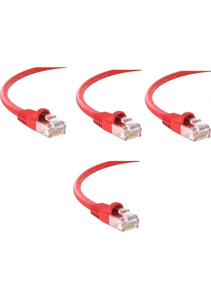 Cat6 Kırmızı 2 Metre RJ45 Lan Kablosu Uçları Hazır Takılı Bilgisayar Modem Internet Ethernet Kablosu