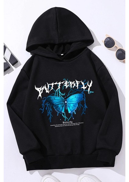 Only Trendwear Çocuk Blue Butterfly Baskılı Sweatshirt