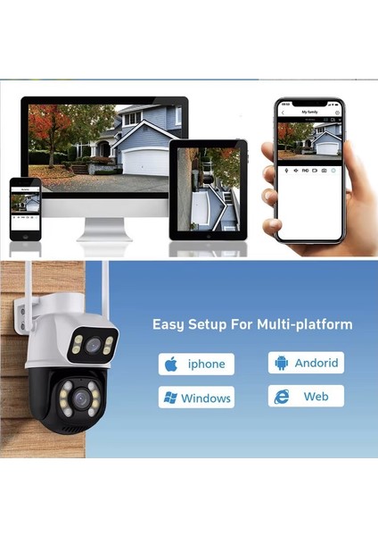 Ptz 3 Mp 4K Ultra Hd Akıllı Çift Kamera,2 Yönlü Ses,Gece Görüşlü,Yapay Zeka Hareket Takip