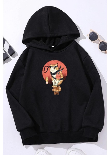 Only Trendwear Çocuk Shinobi Kedi Baskılı Sweatshirt