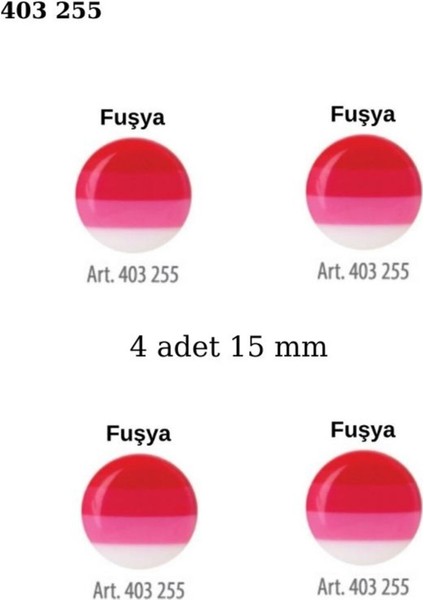 Çizgili Fuşya Renkli 4 Adet 15 mm Bebek Düğme, Çocuk Düğme 403 255