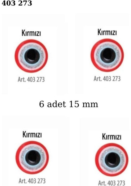 Kırmızı Renk Nazar Boncuklu Simli 6 Adet 15 mm Bebek Düğme, Bebek Kazak,yelek,gömlek Düğmesi 403 273