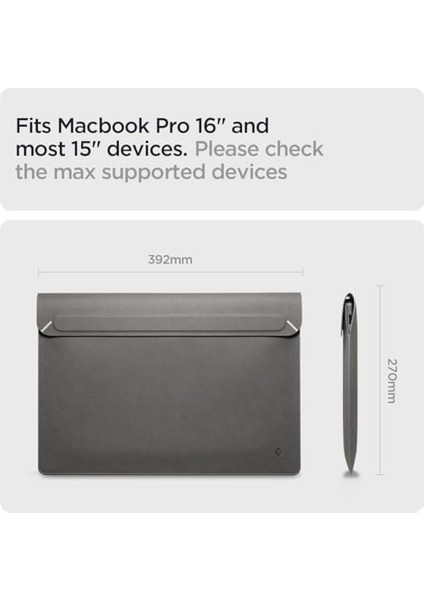 16'' MacBook & Notebook Laptop Taşıma Çantası Valentinus Sleeve Gray - AFA06418