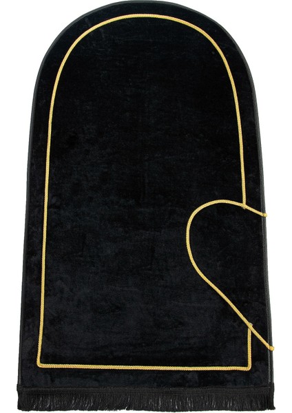 Sevgililer Gününe Özel Kalpli Çift Seccadesi - Süngerli Kadife Eşli Seccade Seti - Siyah Beyaz modelleri