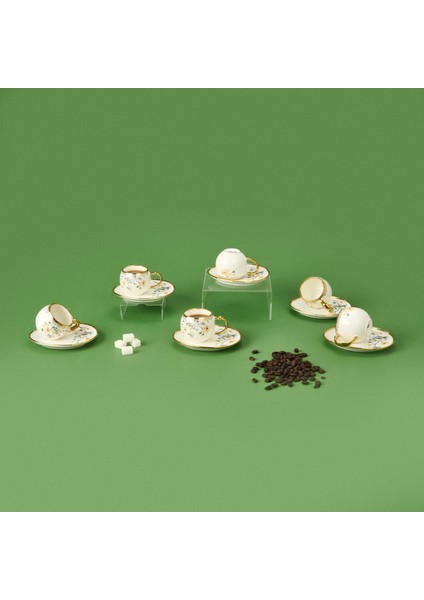 Jardim 12 Parça Porselen Kahve Fincan Seti - Renkli