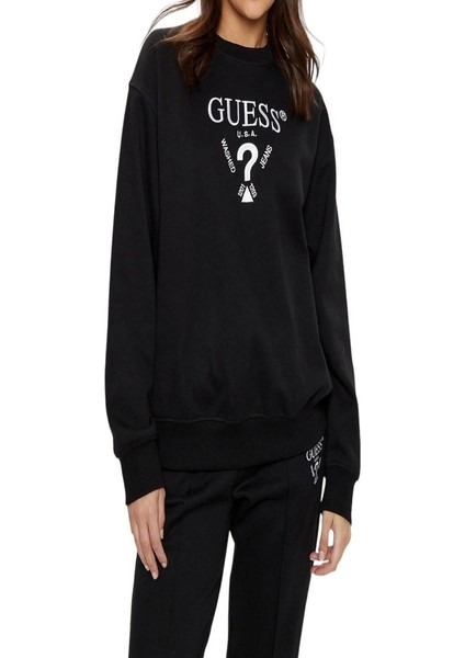 Kadın Siyah Logolu Sweatshirt