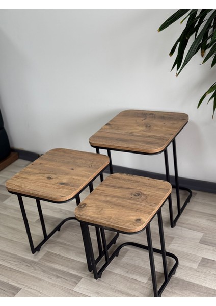 Efra Tekerlekli Zigon Sehpa Takımı Salon Oturma Salonu Ofis