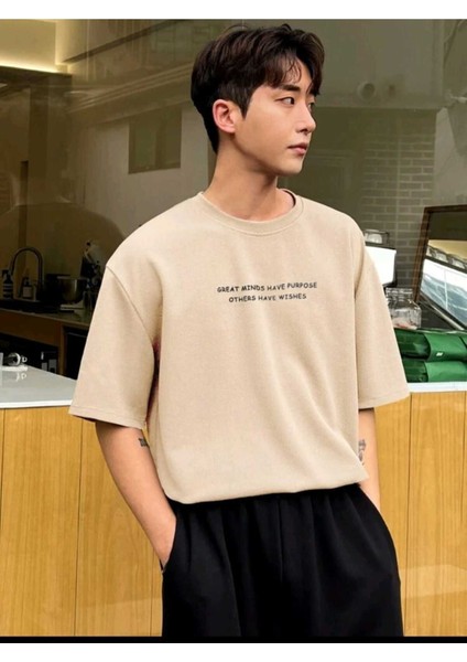 Erkek Great Mınds Have Purpose Basklı T-Shirt Yeni Sezon Oversize Salaş (1004) fiyatları