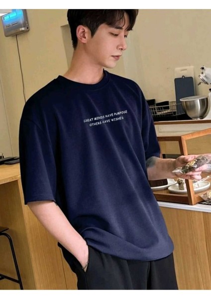 Erkek Great Mınds Have Purpose Basklı T-Shirt Yeni Sezon Oversize Salaş (1004)